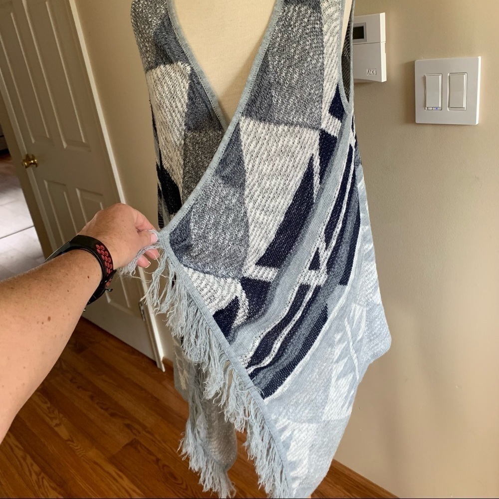 Blue gray Sleeveless Open Draped Vest M - Picture 6 of 14